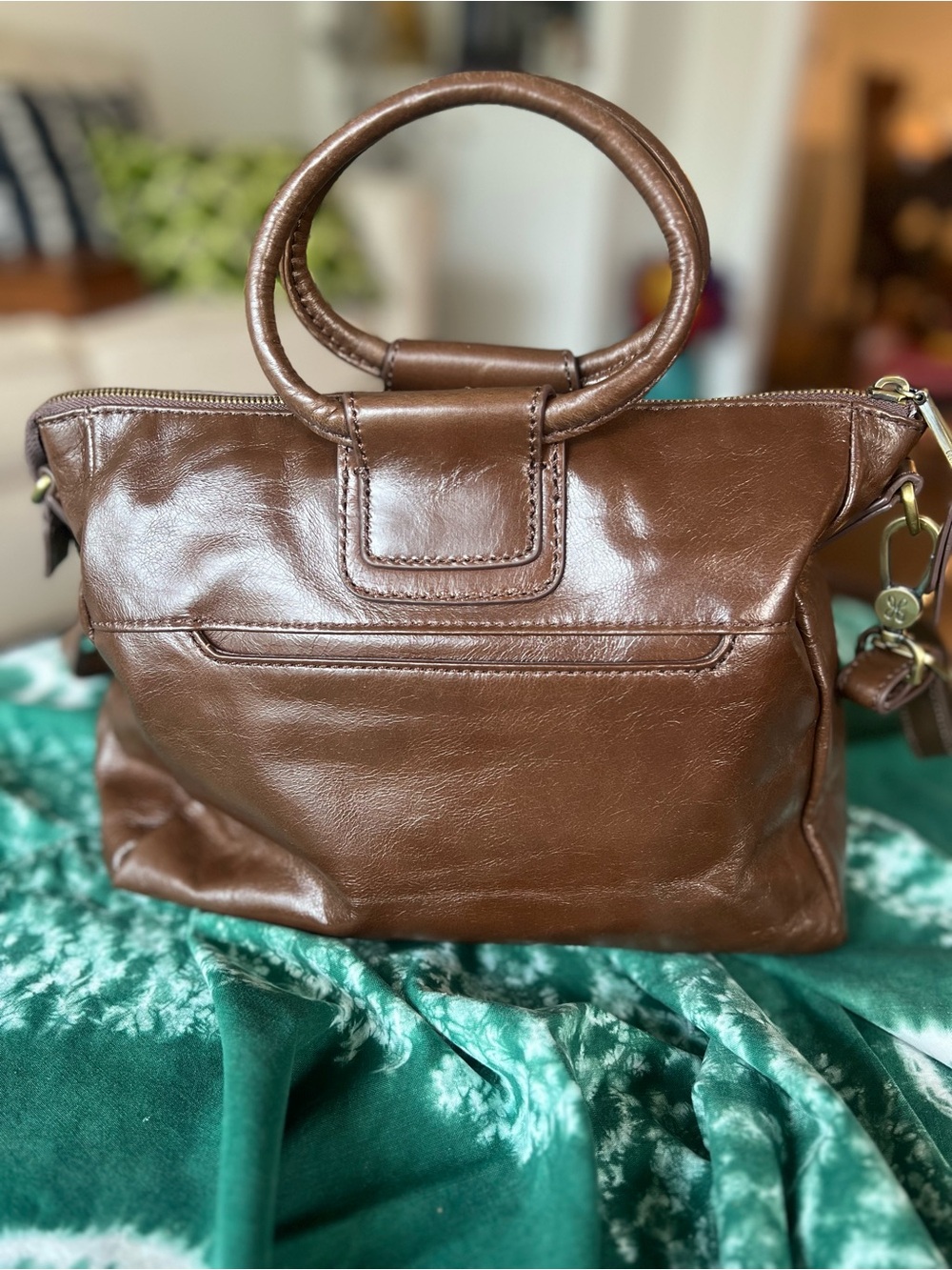 HOBO Genuine Leather Brown Ring Handle Satchel Crossbody Bag - Picture 2 of 10